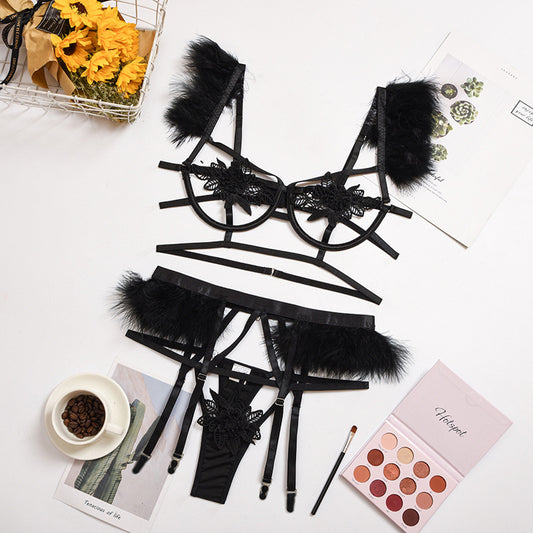 Ariel peek a boo 2 piece black lingerie set