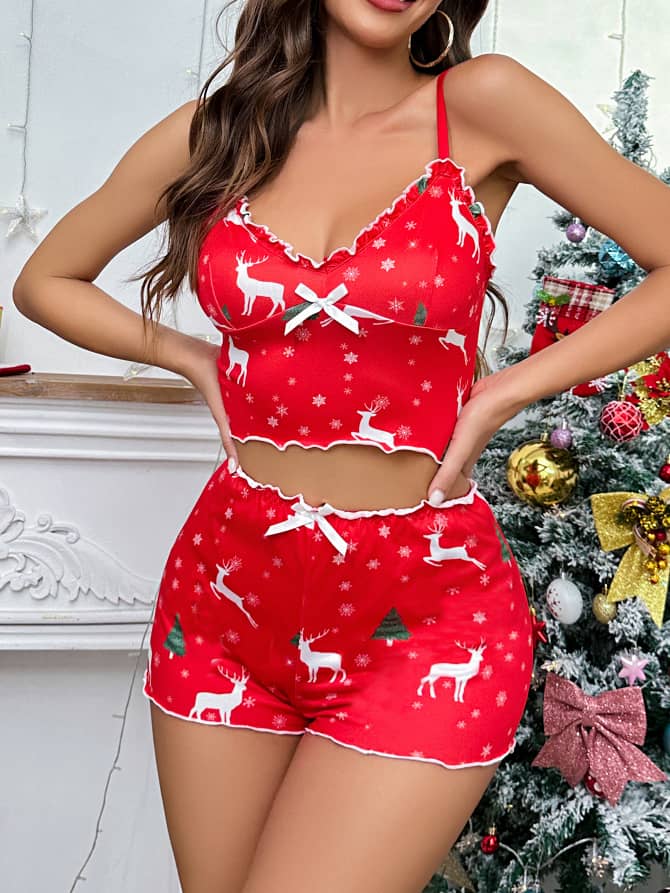 Renos And Christmas Trees Pajama Set